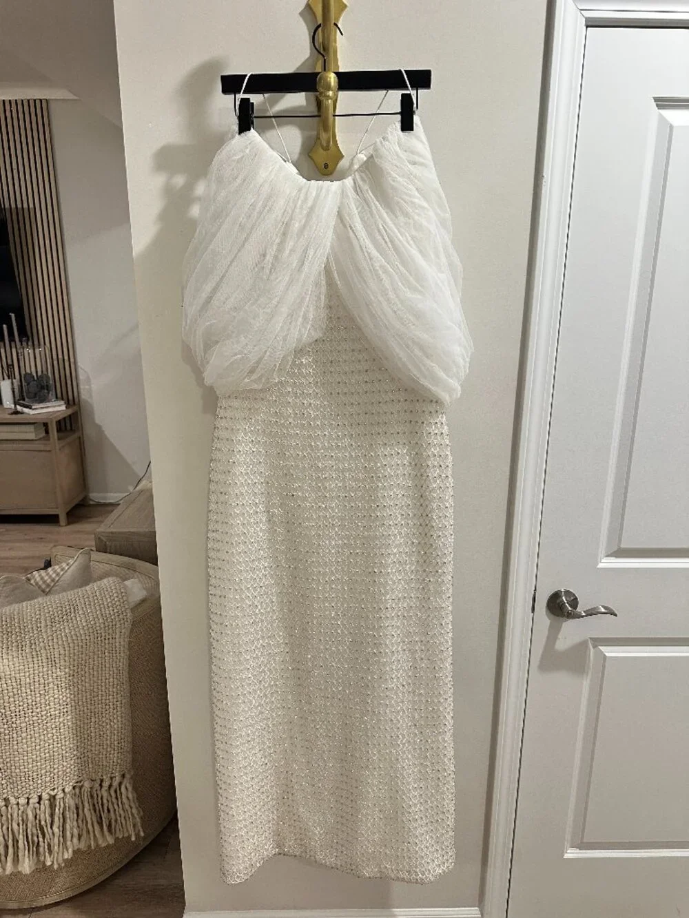 Costarellos Anthropologie Hemera Crystal-Beaded Sheath Wedding Gown in Ivory NWT